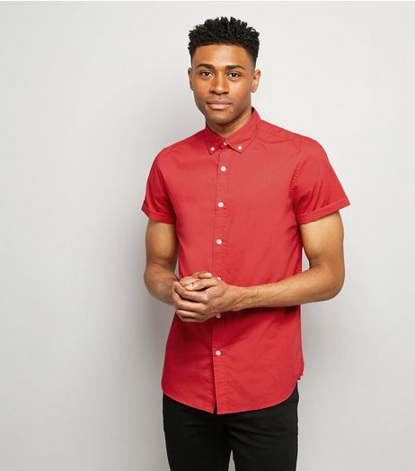Red Washed Cotton Short Sleeve Shirt | New Look