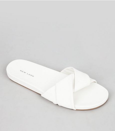 White Twist Strap Mules | New Look