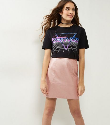 Rose Gold Metallic Leather-Look Mini Skirt | New Look