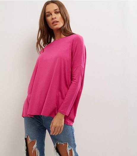 Bright Pink Long Sleeve Jumper | New Look
