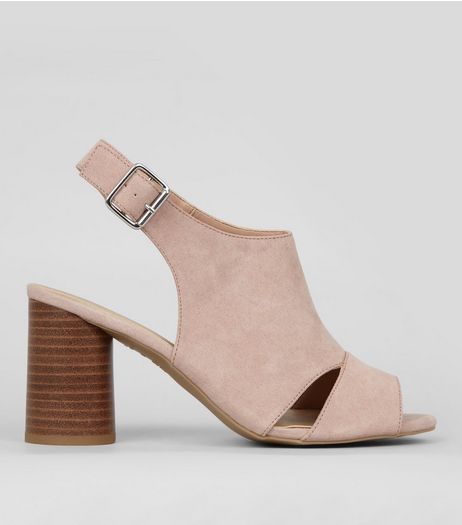 Wide Fit Nude Cut Out Front Peep Toe Sandals | New Look