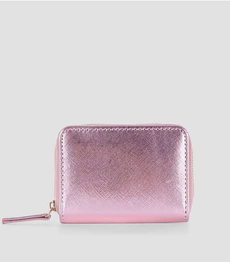 Pink Metallic Zip Around Card Holder | New Look