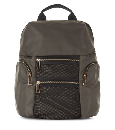 Khaki Double Pocket Front Backpack | New Look