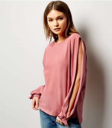 Deep Pink Split Tie Sleeve Top | New Look