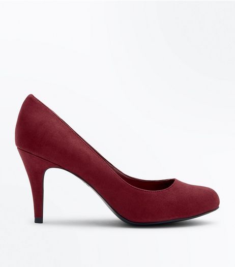 Wide Fit Red Suedette Court Shoes | New Look