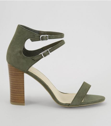 Khaki Double Ankle Strap Heeled Sandals | New Look