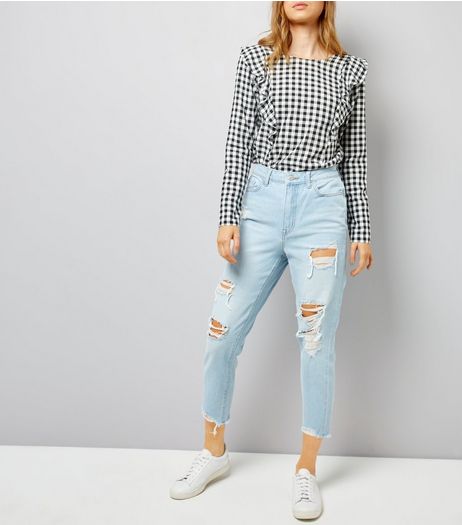 Blue Ripped Mom Jeans | New Look