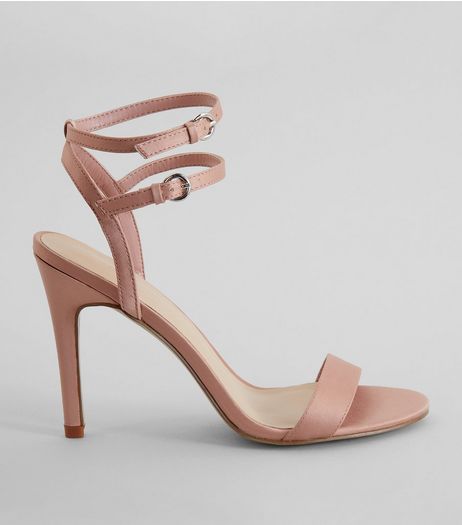 Pink Satin Double Strap Heels | New Look