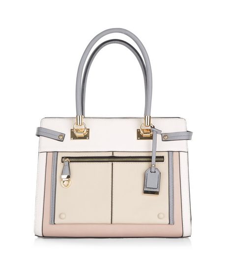 Nude Colour Block Tote Bag | New Look