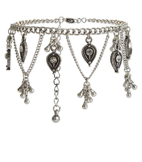 Silver Bead Drop Anklet | New Look