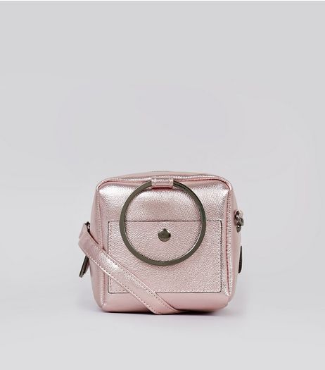 Pink Metallic Ring Handle Across Body Bag | New Look
