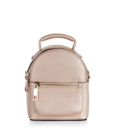 Rose Gold Metallic Mini Backpack | New Look