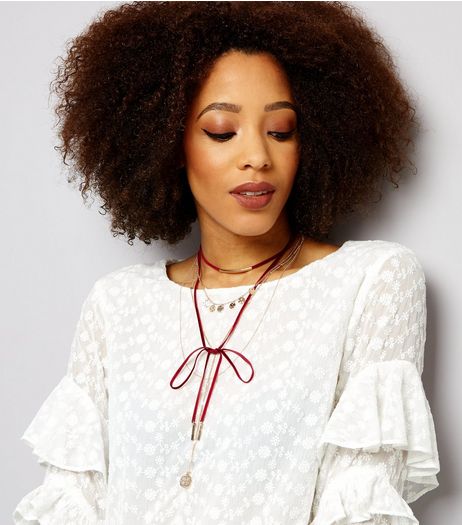 Red Velvet Layered Bow Choker | New Look