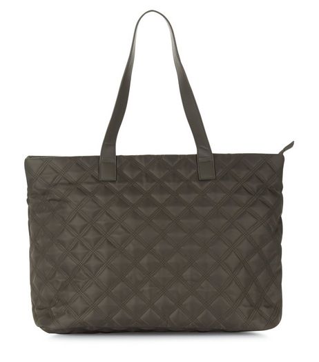 Khaki Quilted Tote Bag | New Look