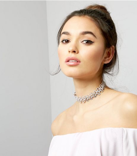 Silver Diamante Tattoo Choker | New Look