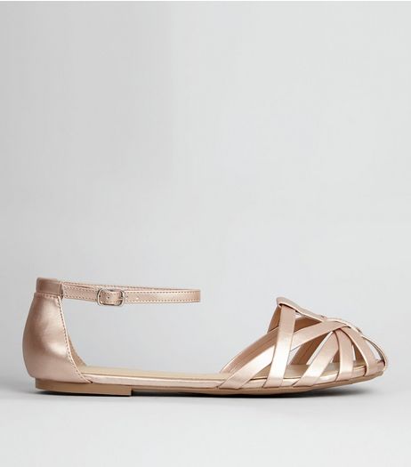 Wide Fit Rose Gold Caged Front Sandals | New Look