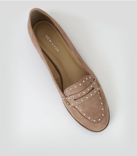 Pink Suedette Studded Loafers | New Look