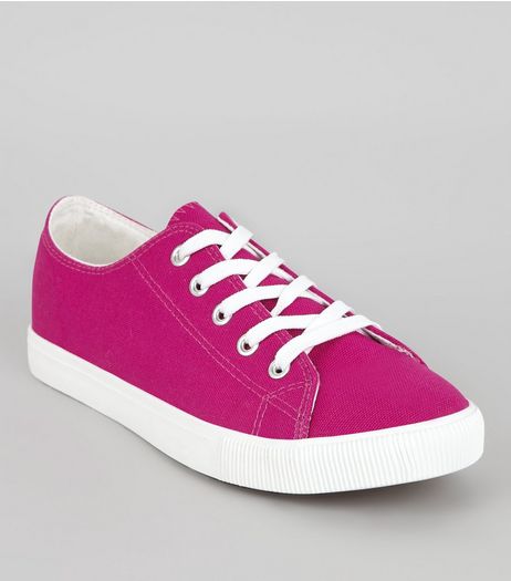 Pink Lace Up Trainers | New Look