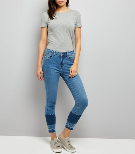 Blue Patchwork Skinny Jenna Jeans | New Look