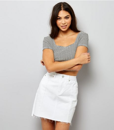 White Seam Trim Mom Skirt | New Look