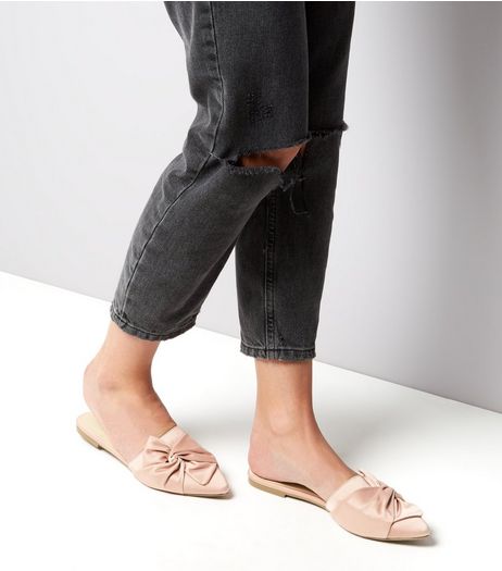 Pink Satin Knot Front Pointed Mules | New Look
