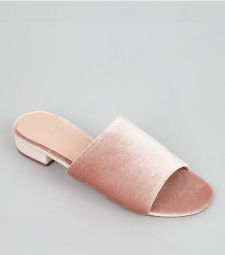 Pink Velvet Mules | New Look