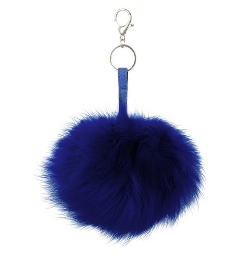 Blue Oversized Pom Pom Keyring | New Look