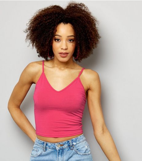 Pink V Neck Cropped Cami | New Look