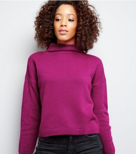 Purple Funnel Neck Cropped Jumper | New Look