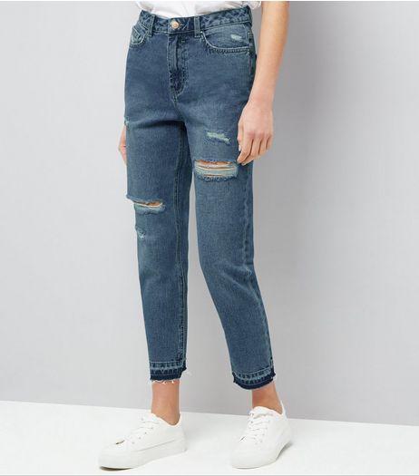 Blue Ripped Tori Mom Jeans | New Look