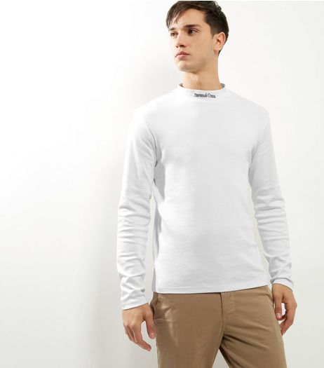 White Script Print Funnel Neck Top | New Look