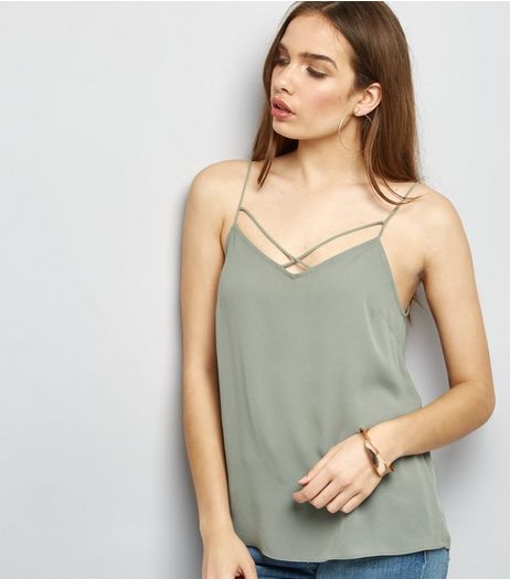 Khaki Cross Strap Front Cami Top | New Look