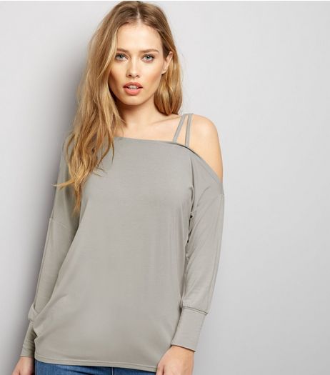 Grey Off the Shoulder Jumper | New Look