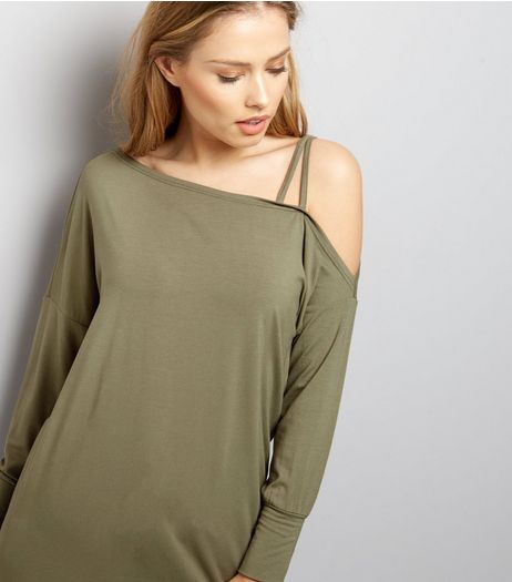 Khaki Off The Shoulder Jumper | New Look