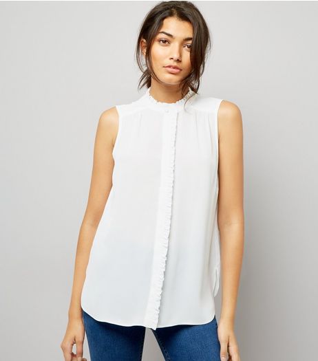 Cream Frill Trim Sleeveless Top | New Look