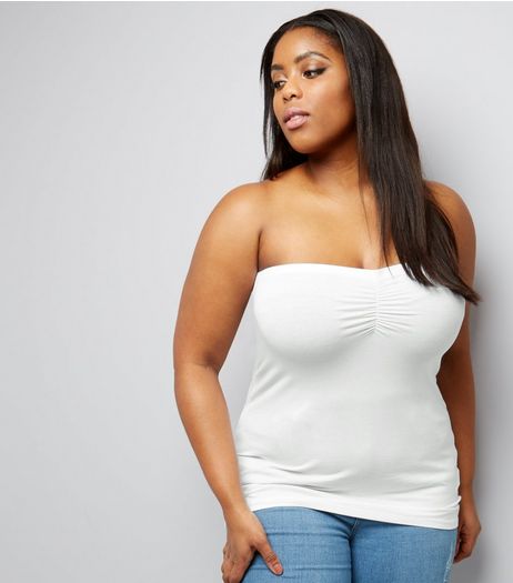 Curves White Bandeau Top | New Look