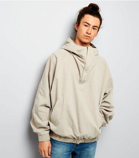 Stone Hooded Pullover Jacket | New Look