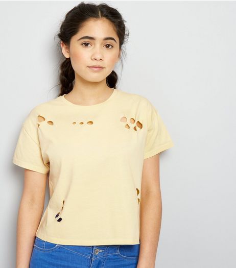 Teens Orange Ripped Short Sleeve T-Shirt | New Look