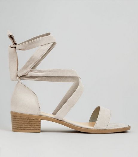 Teens Grey Suedette Tie Up Sandals | New Look