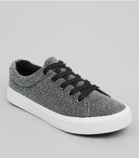 Teens Silver Glitter Trainers | New Look