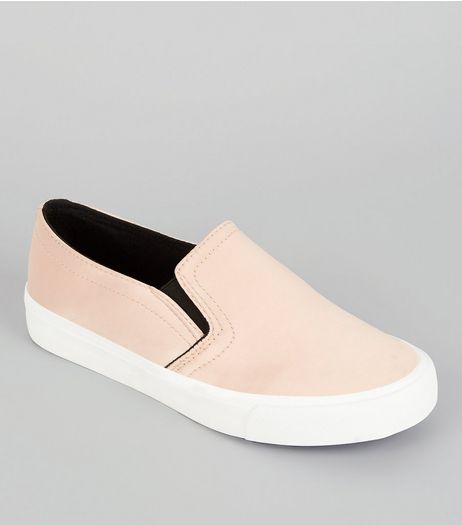 Teens Nude Sateen Contrast Trim Plimsolls | New Look
