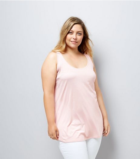 Curves Shell Pink Scoop Neck Vest | New Look
