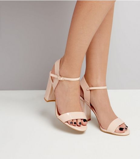 Nude Pink Patent Ankle Strap Heels | New Look