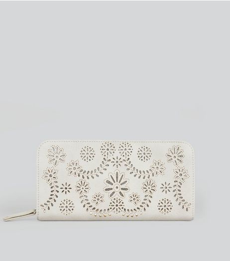Grey Cut Out Zip Around Purse | New Look