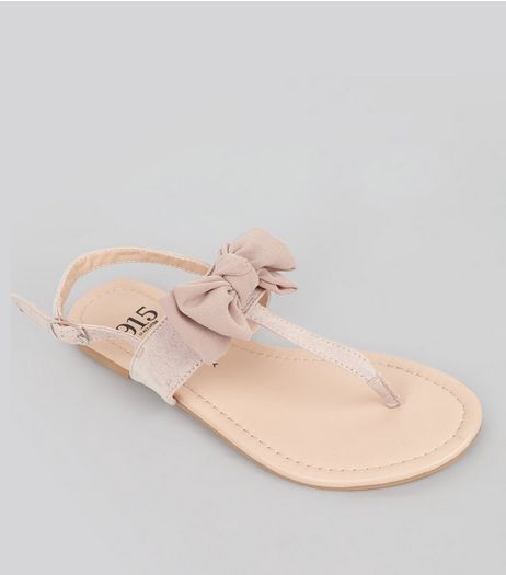Teens Pink Suedette Bow Front Sandals | New Look