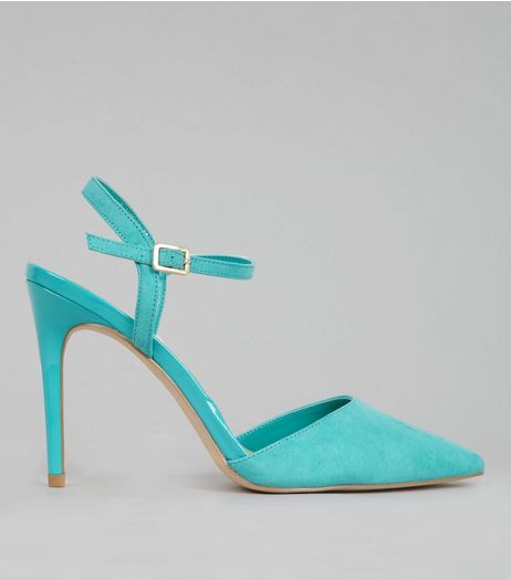 Green Ankle Strap Pointed Court Shoes | New Look