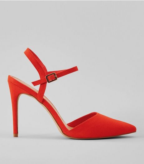 Orange Ankle Strap Pointed Court Shoes | New Look