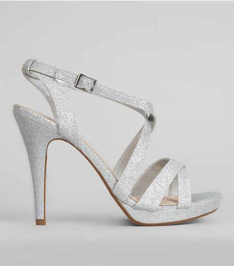Silver Comfort Cross Strap Front Heels | New Look
