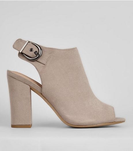 Grey Comfort Sling Back Buckle Strap Heels | New Look