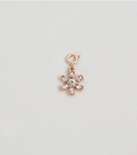 Gold Floral Crystal Flower Charm | New Look
